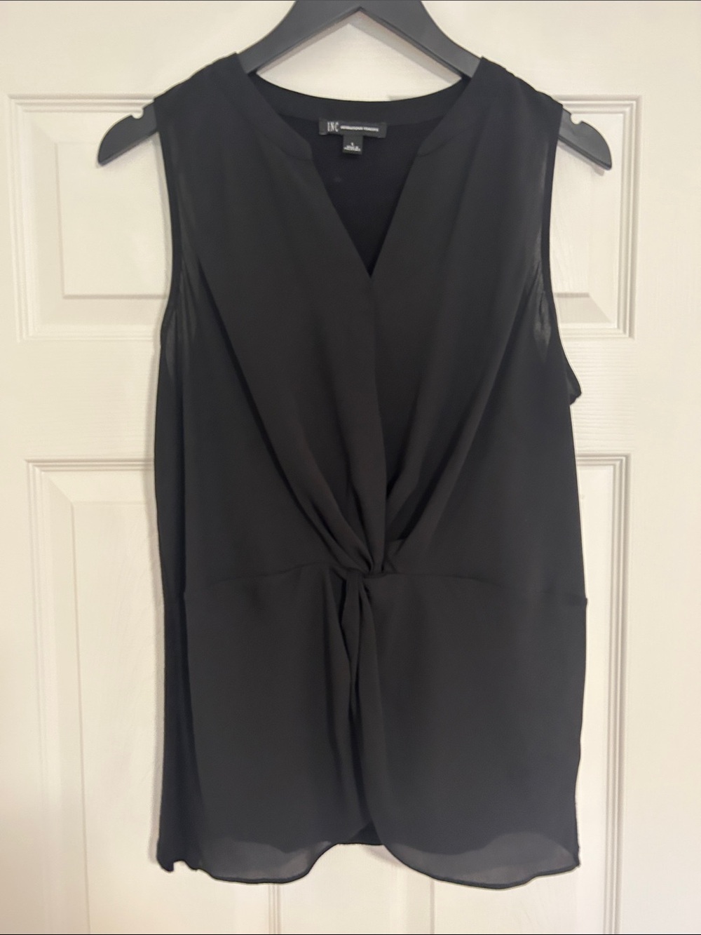 INC International Concepts Black Twist-Front Sleeveless Camisole L